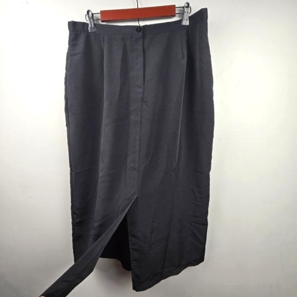 SUSAN GRAVER Chic Midi Skirt Black Womens Size XL Mature‎ Minimalist Neutral - Picture 2 of 9